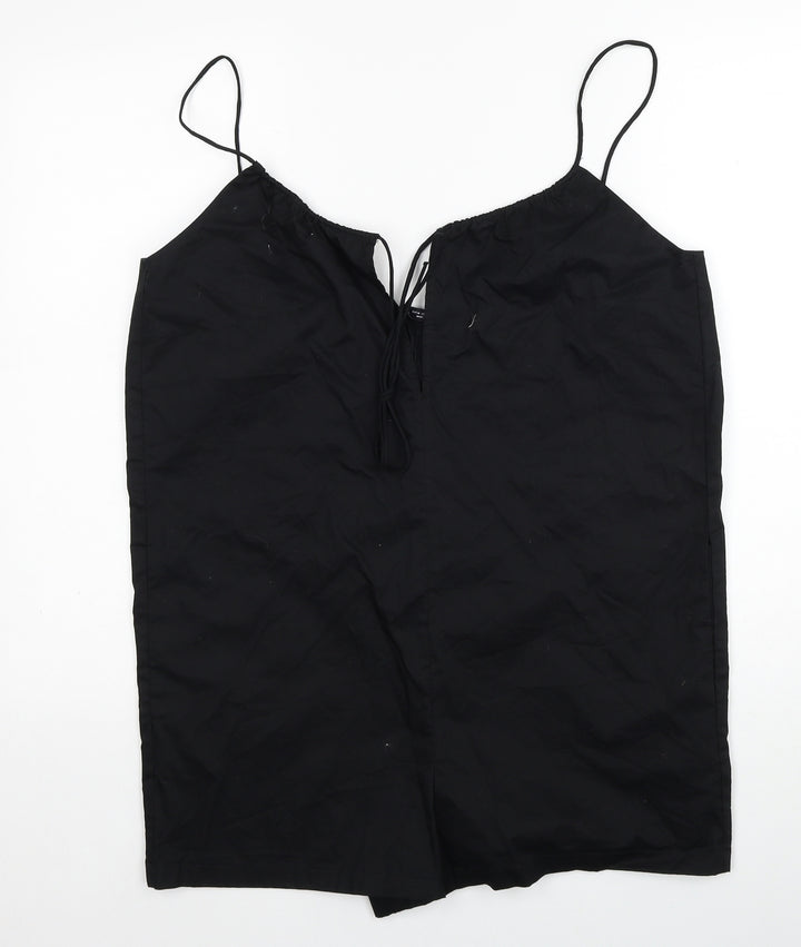 Zara Womens Black Cotton Playsuit One-Piece Size M Pullover