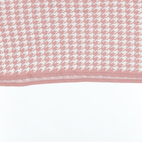 Stylewise Womens Pink Round Neck Herringbone Acrylic Pullover Jumper Size M - Cropped, Size M/L