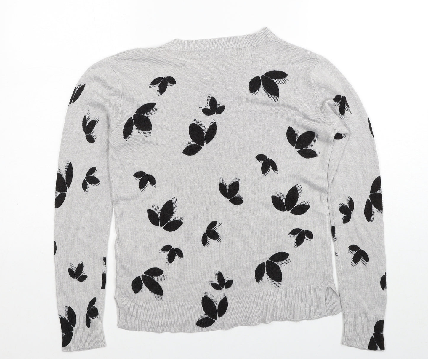 Marks and Spencer Womens Grey Round Neck Geometric Acrylic Pullover Jumper Size 10