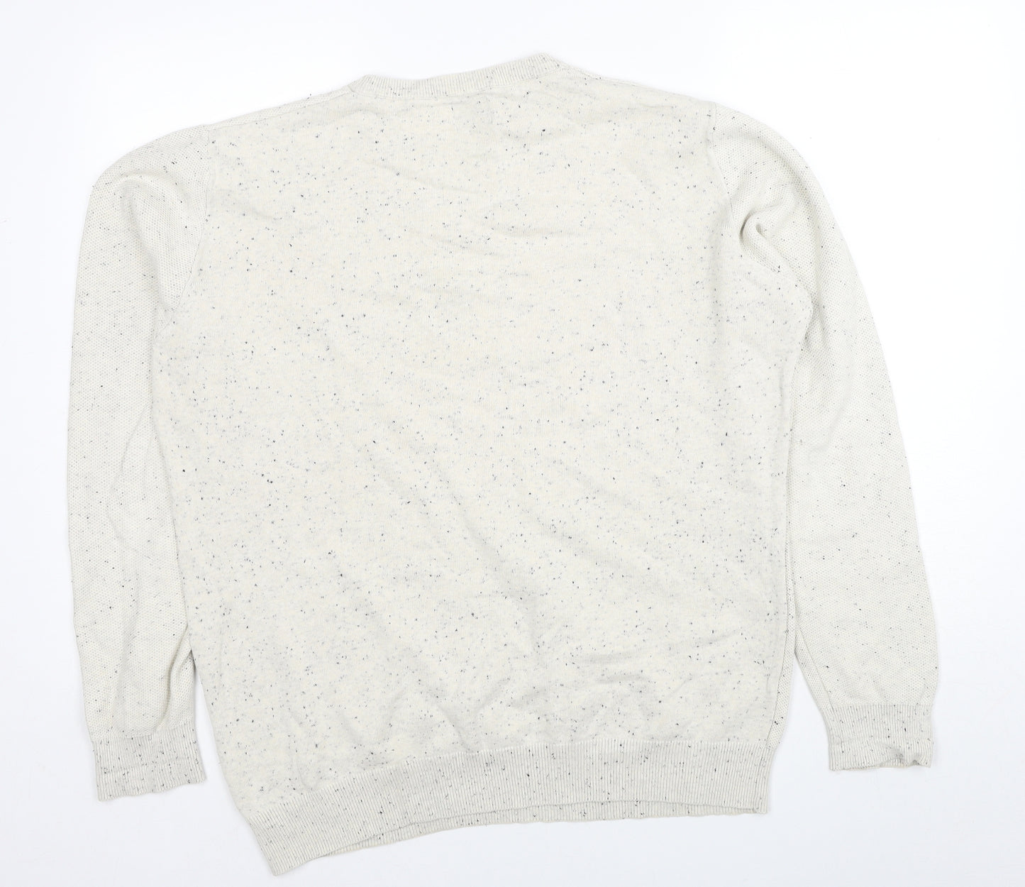 Matalan Mens Ivory Round Neck Cotton Pullover Jumper Size L Long Sleeve