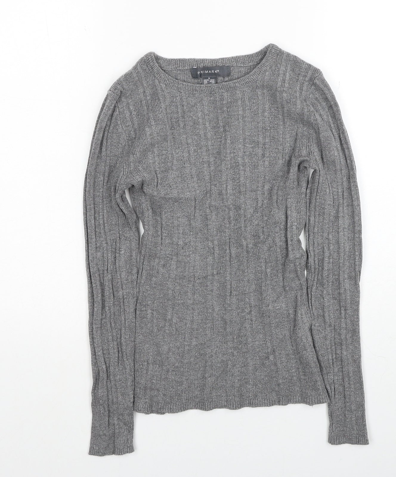 Primark Womens Grey Round Neck Viscose Pullover Jumper Size 10 - Size 10-12