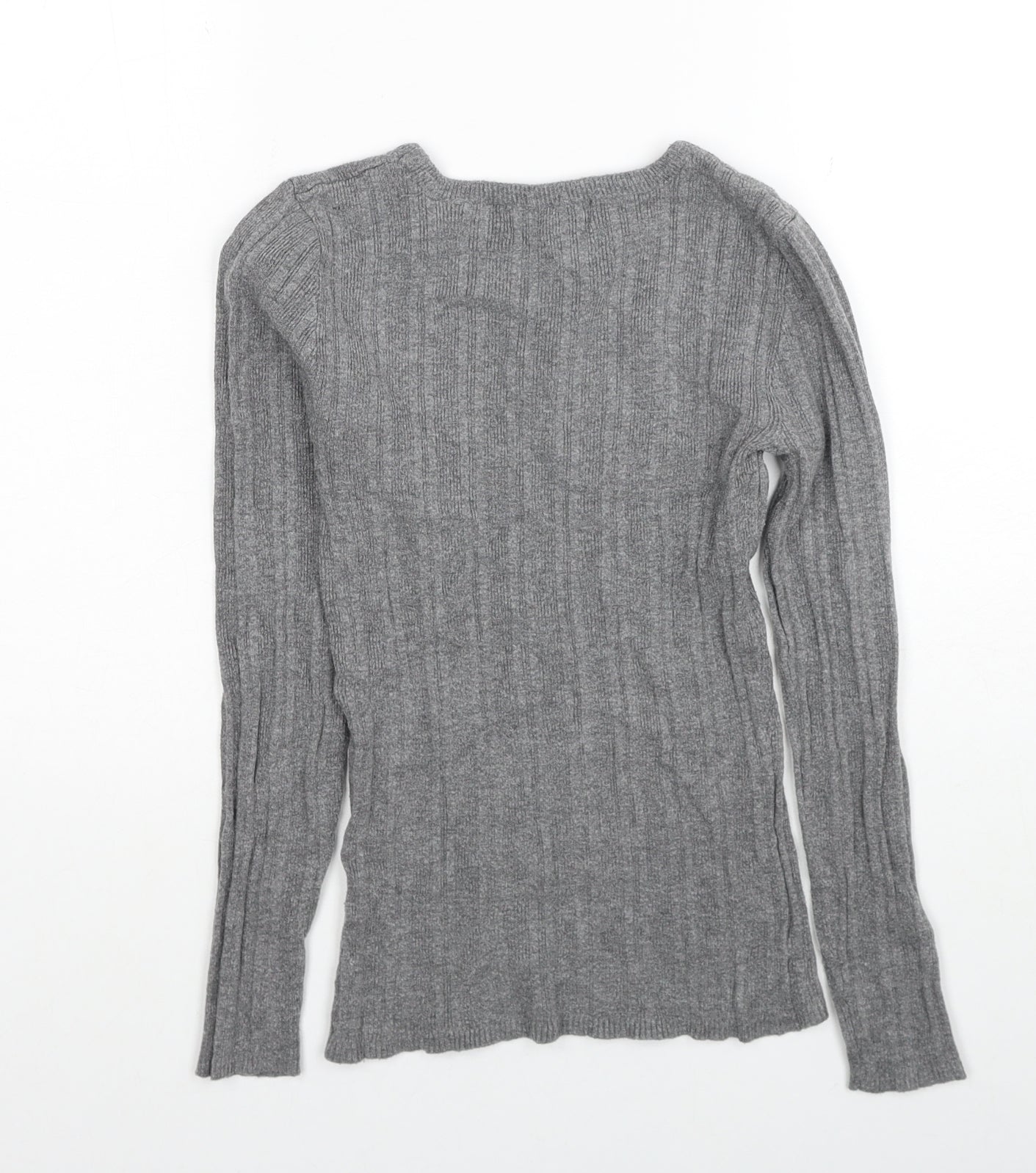 Primark Womens Grey Round Neck Viscose Pullover Jumper Size 10 - Size 10-12