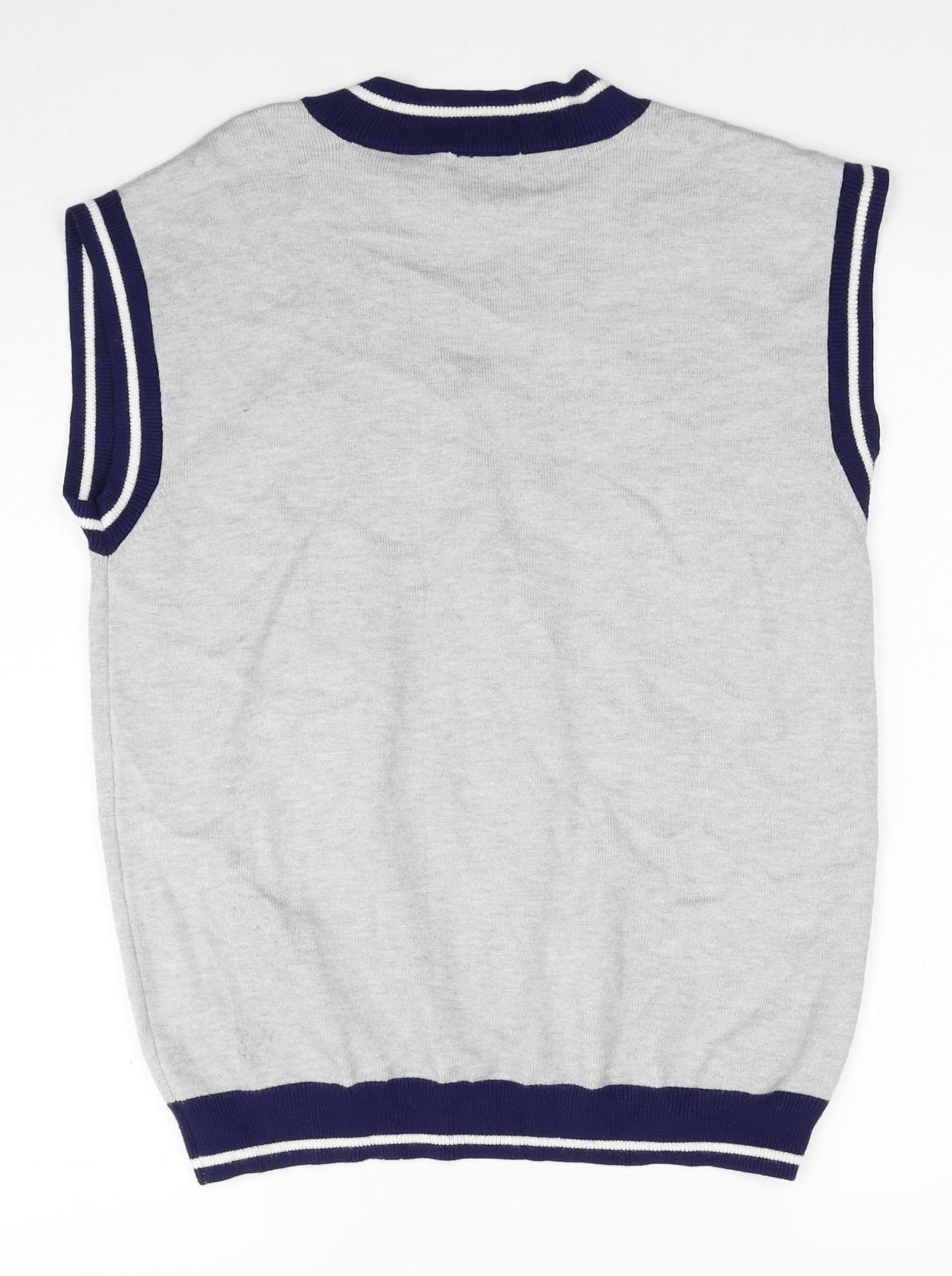 Primark Boys Grey V-Neck Viscose Vest Jumper Size 12-13 Years Pullover - A