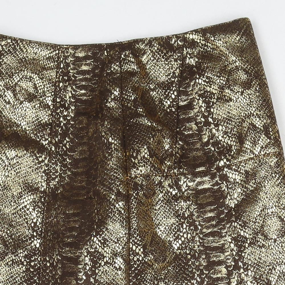 River Island Womens Gold Animal Print Polyester A-Line Skirt Size 6 Zip - Snakeskin Pattern