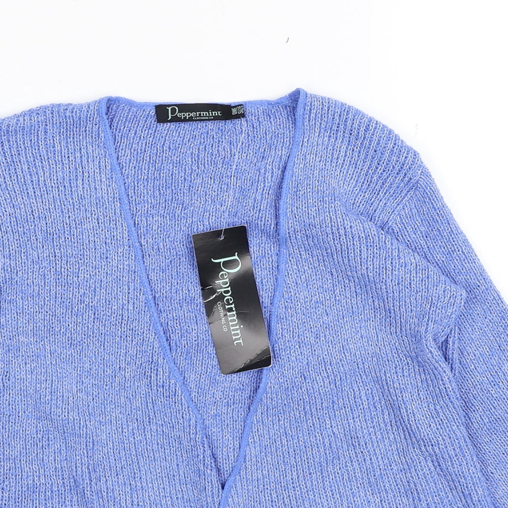 Peppermint Womens Blue V-Neck Acrylic Vest Jumper One Size