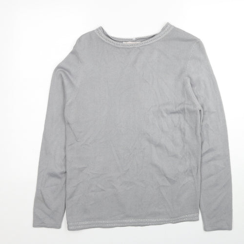 Anna Rose Womens Grey Round Neck Acrylic Pullover Jumper Size L