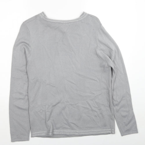 Anna Rose Womens Grey Round Neck Acrylic Pullover Jumper Size L