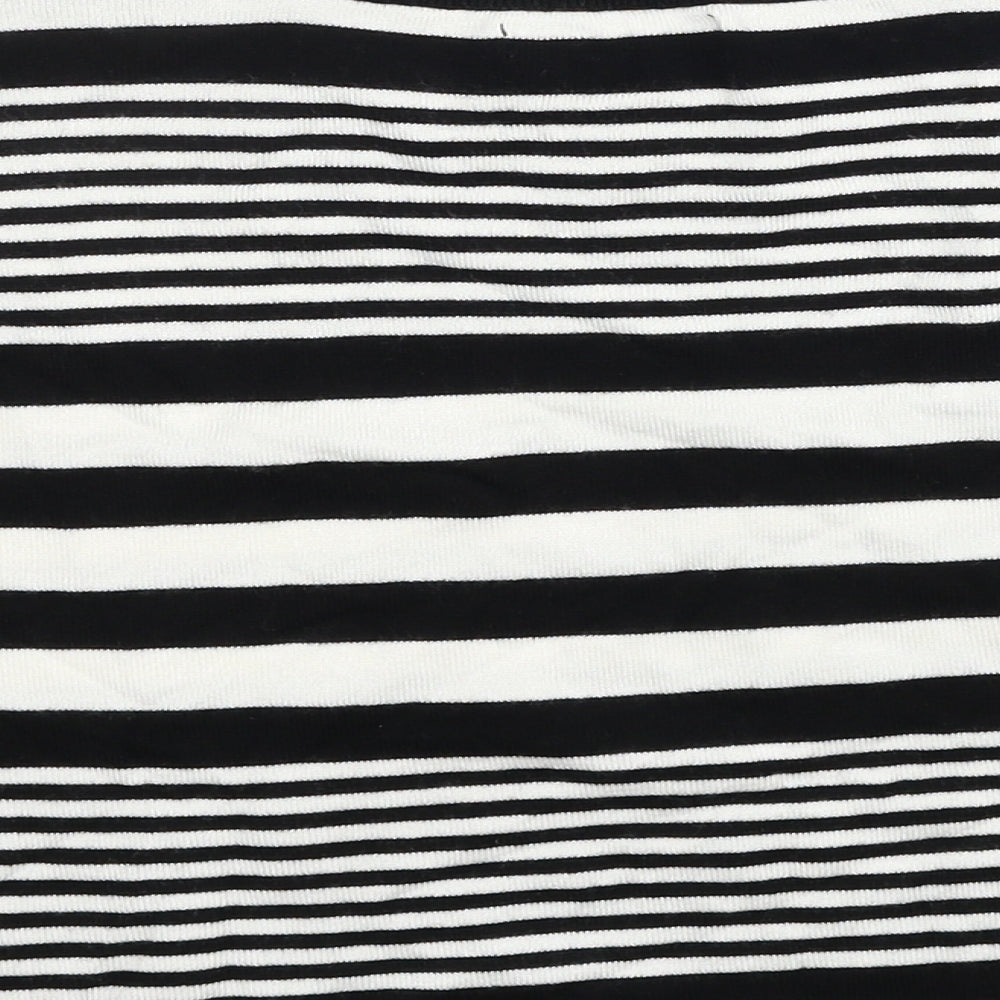 Primark Womens Black Round Neck Striped Viscose Pullover Jumper Size 12 - Cropped, Size 12-14