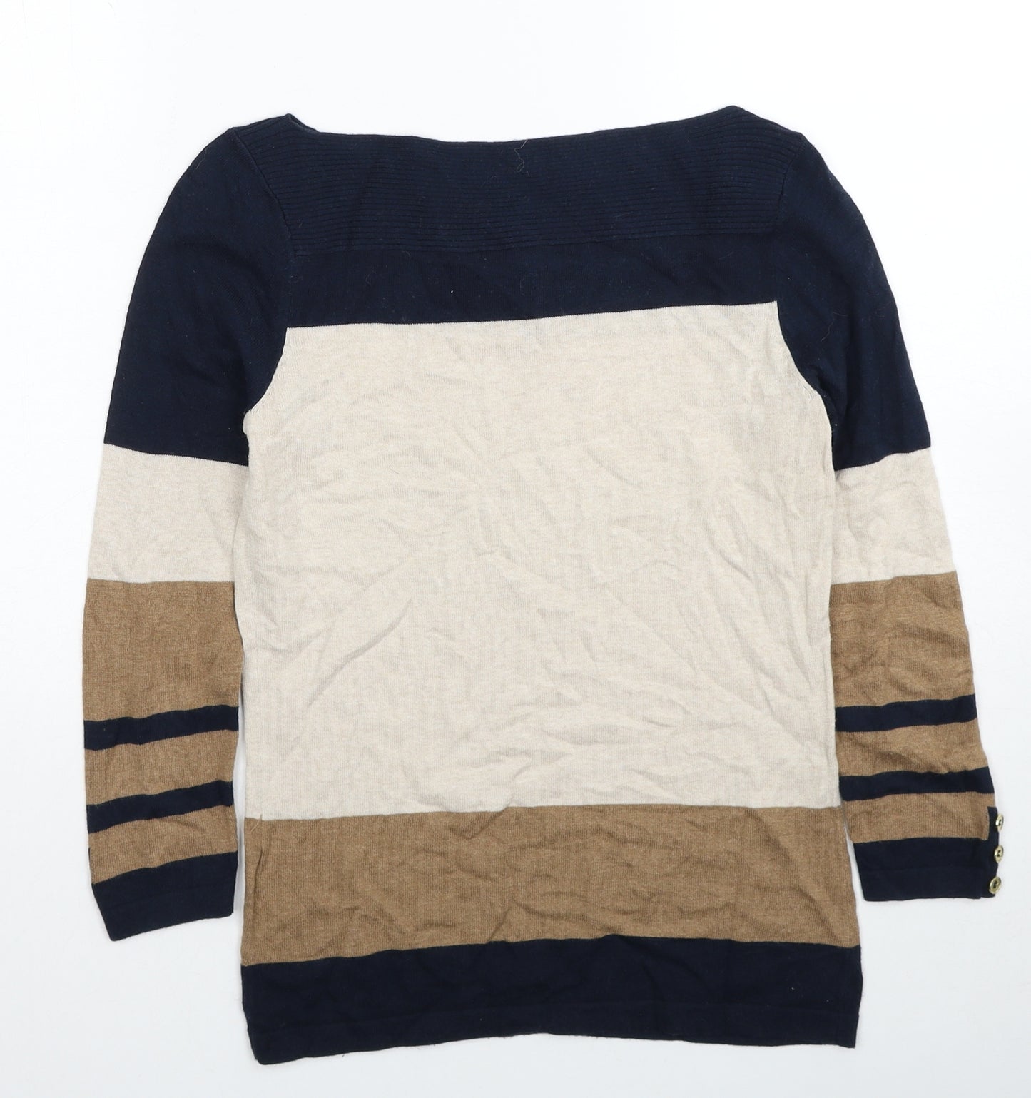 NEXT Womens Multicoloured Round Neck Geometric Cotton Pullover Jumper Size 6