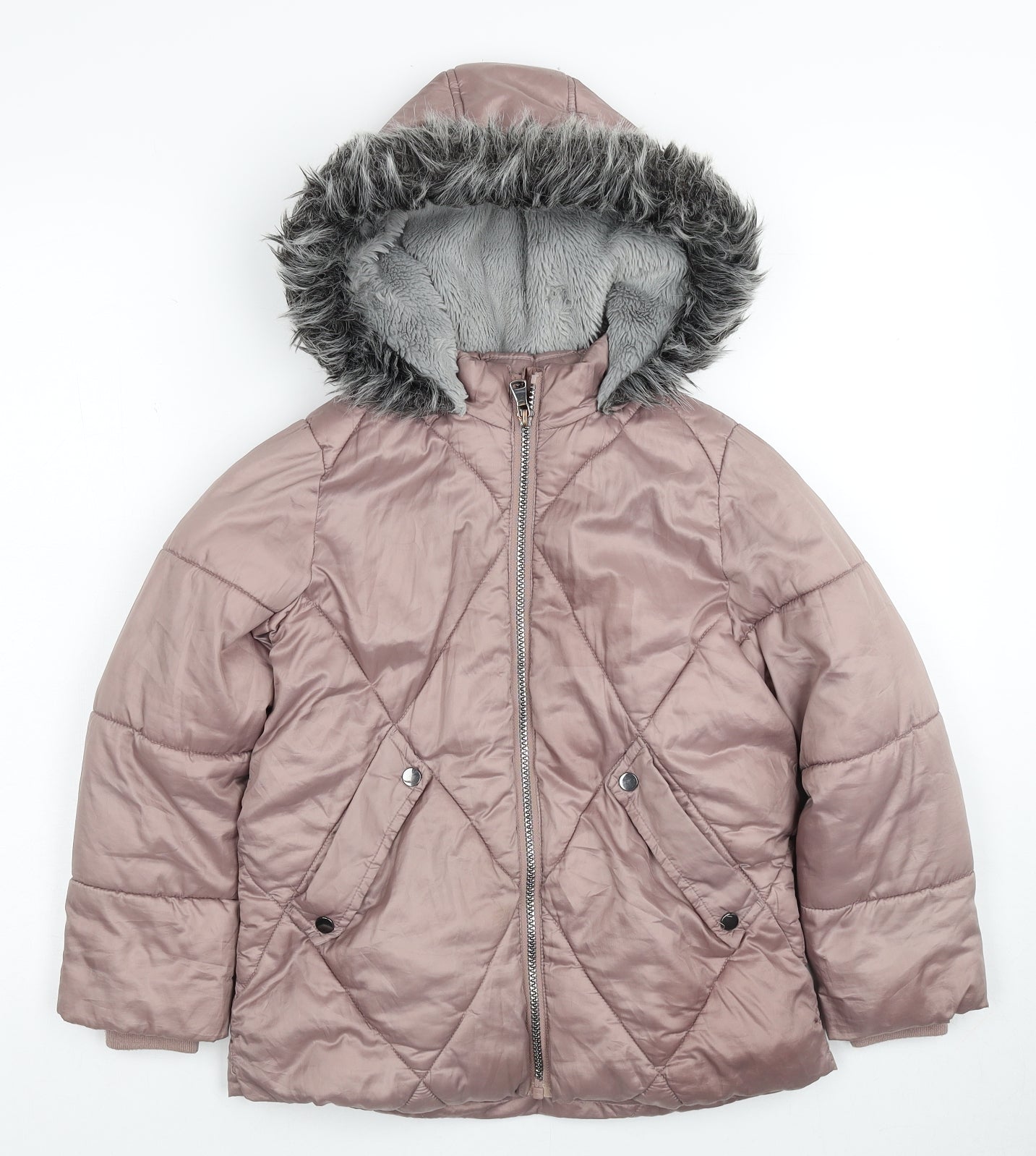 F&F Girls Pink Quilted Jacket Size 7-8 Years Zip