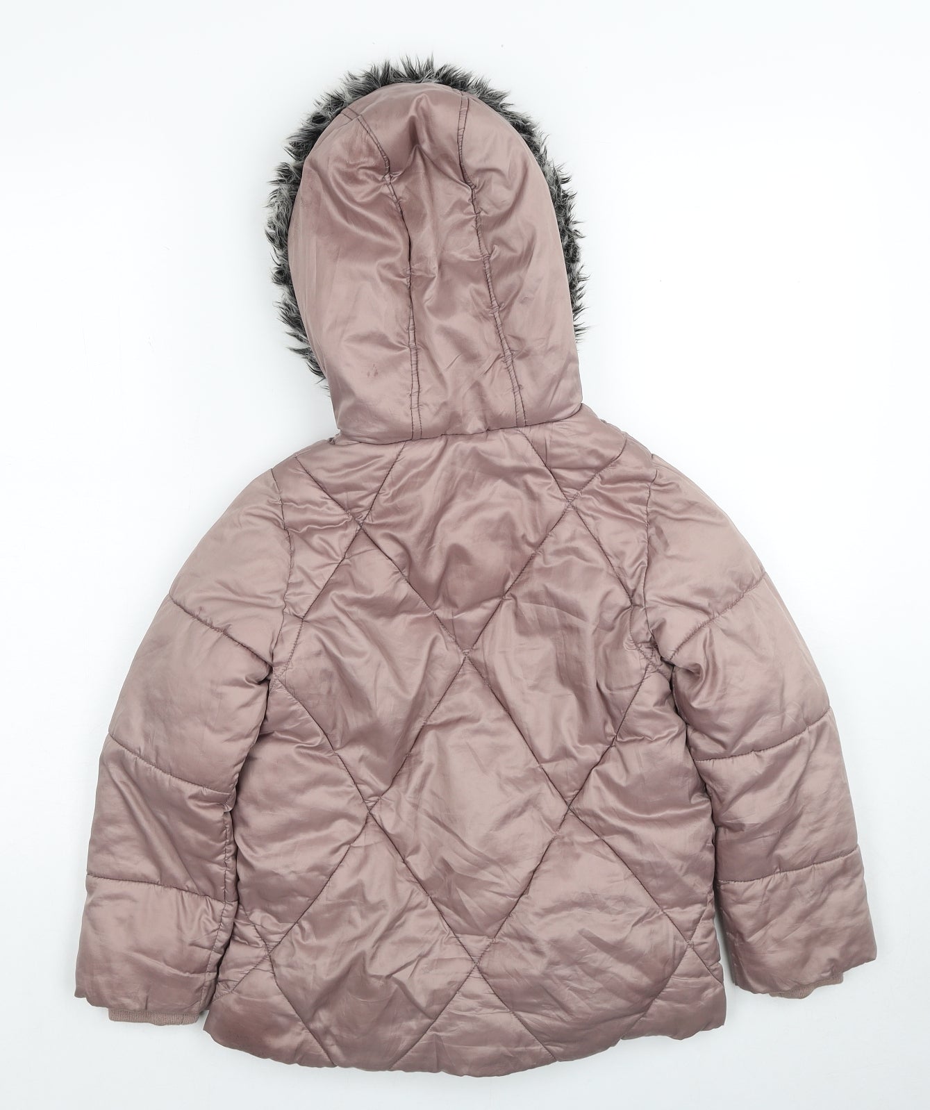 F&F Girls Pink Quilted Jacket Size 7-8 Years Zip