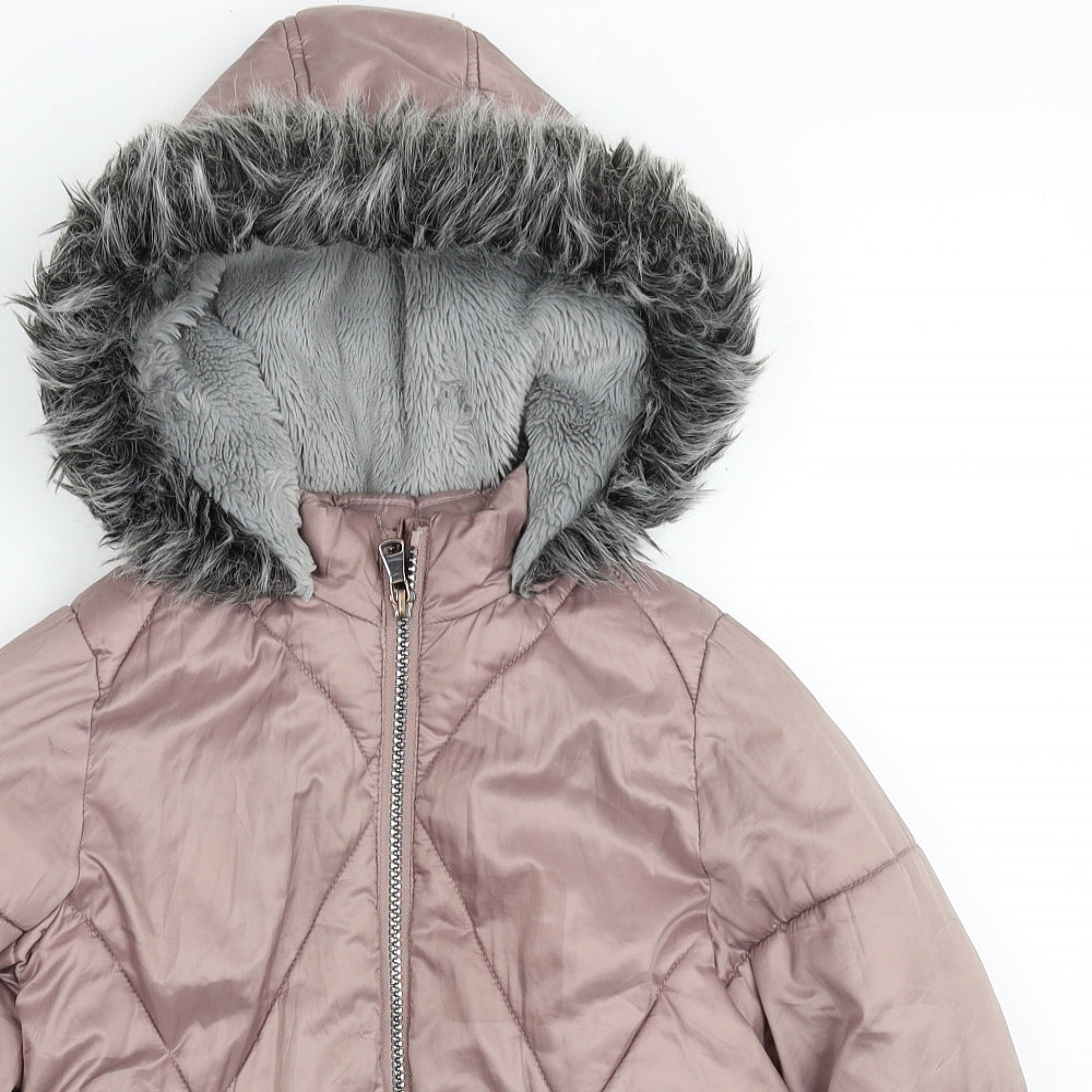 F&F Girls Pink Quilted Jacket Size 7-8 Years Zip