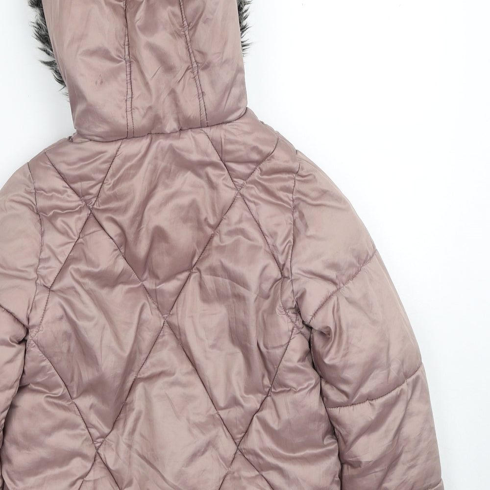 F&F Girls Pink Quilted Jacket Size 7-8 Years Zip