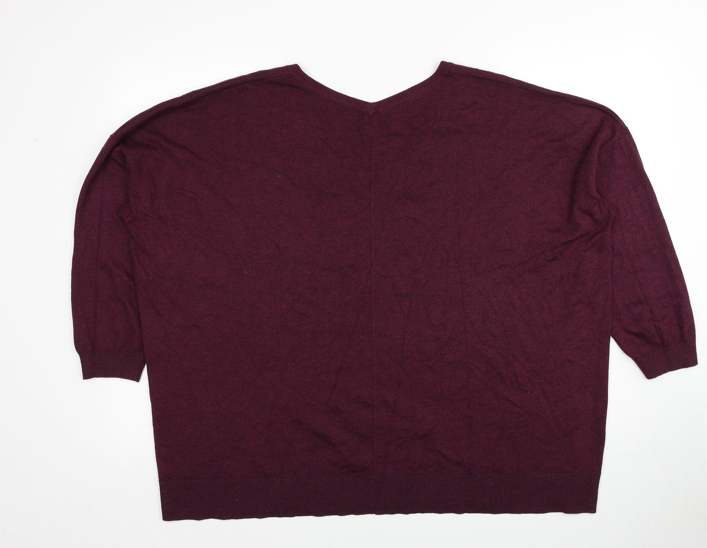 George Womens Red V-Neck Polyester Pullover Jumper Size 22 - Batwing