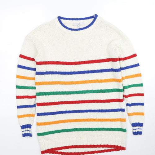NEXT Womens Multicoloured Scoop Neck Striped Cotton Pullover Jumper Size XS