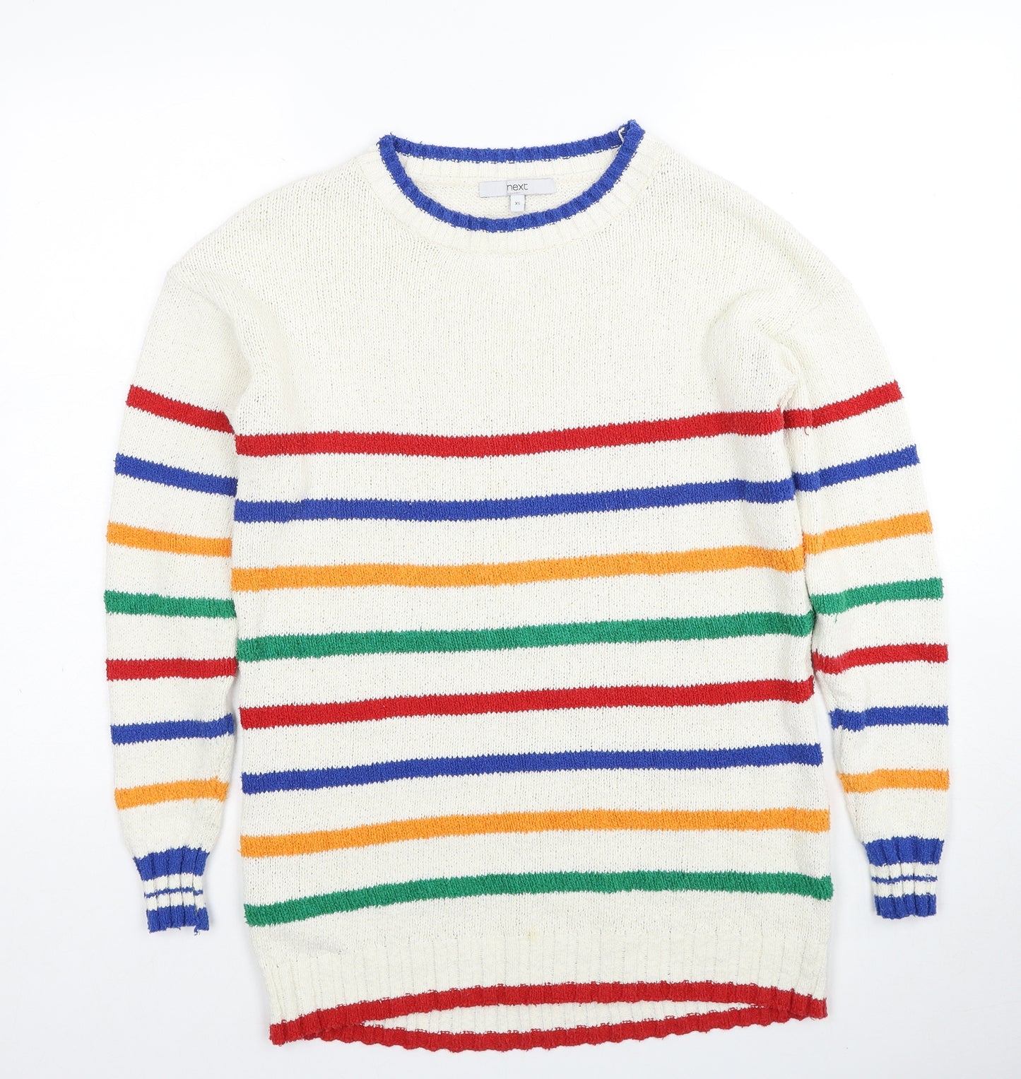 NEXT Womens Multicoloured Scoop Neck Striped Cotton Pullover Jumper Size XS