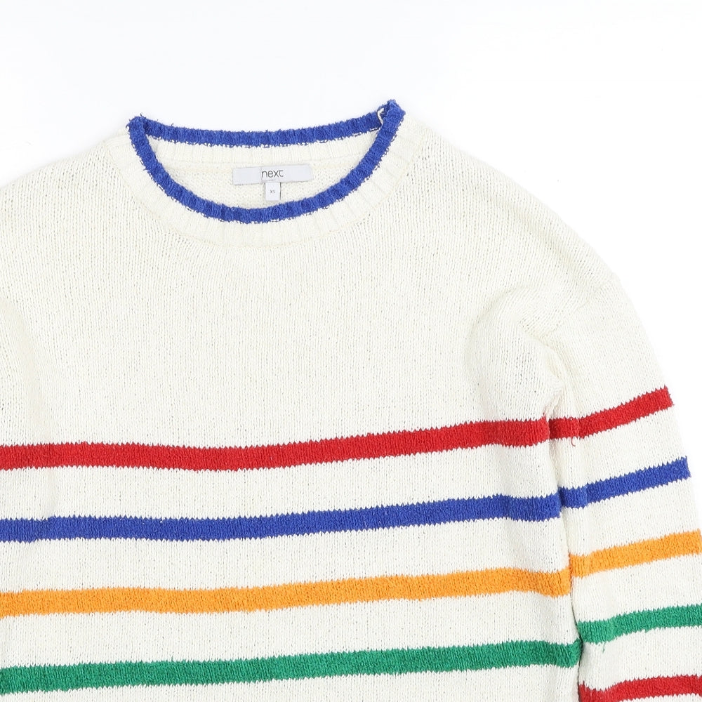 NEXT Womens Multicoloured Scoop Neck Striped Cotton Pullover Jumper Size XS