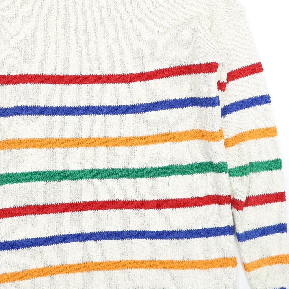 NEXT Womens Multicoloured Scoop Neck Striped Cotton Pullover Jumper Size XS