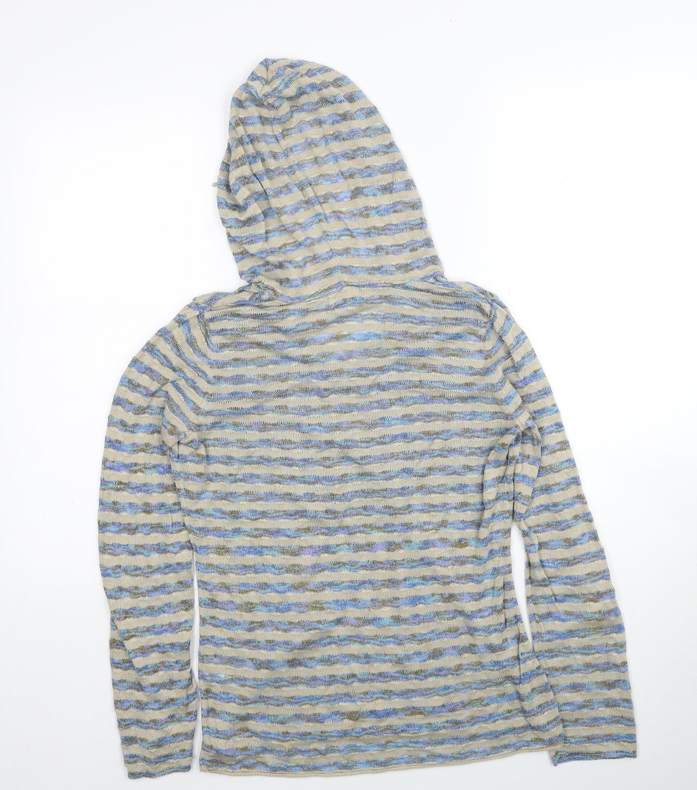 Royal Robbins Womens Beige V-Neck Striped Acrylic Pullover Jumper Size M
