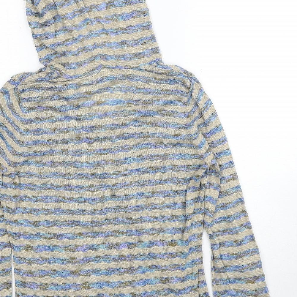 Royal Robbins Womens Beige V-Neck Striped Acrylic Pullover Jumper Size M