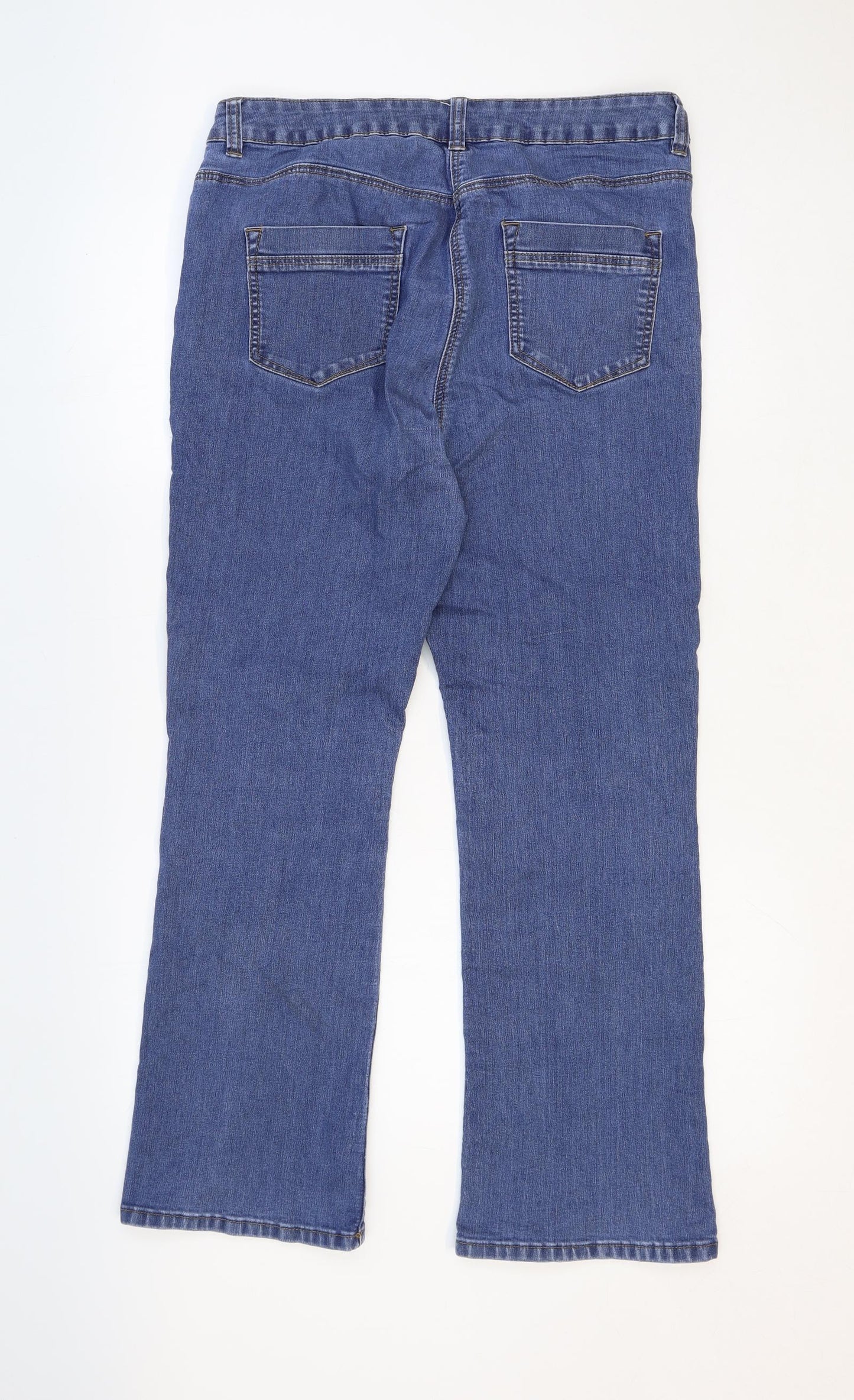 Bonmarché Womens Blue Cotton Bootcut Jeans Size 14 Regular Zip