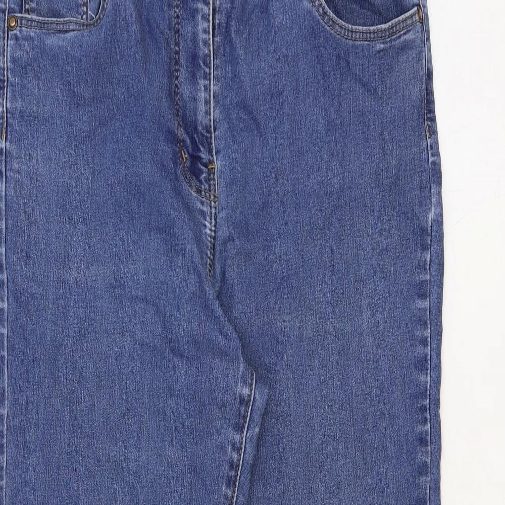 Bonmarché Womens Blue Cotton Bootcut Jeans Size 14 Regular Zip