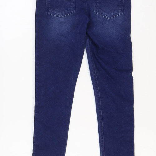 F&F Girls Blue Cotton Jegging Jeans Size 9-10 Years Regular Pullover - Side Stripe
