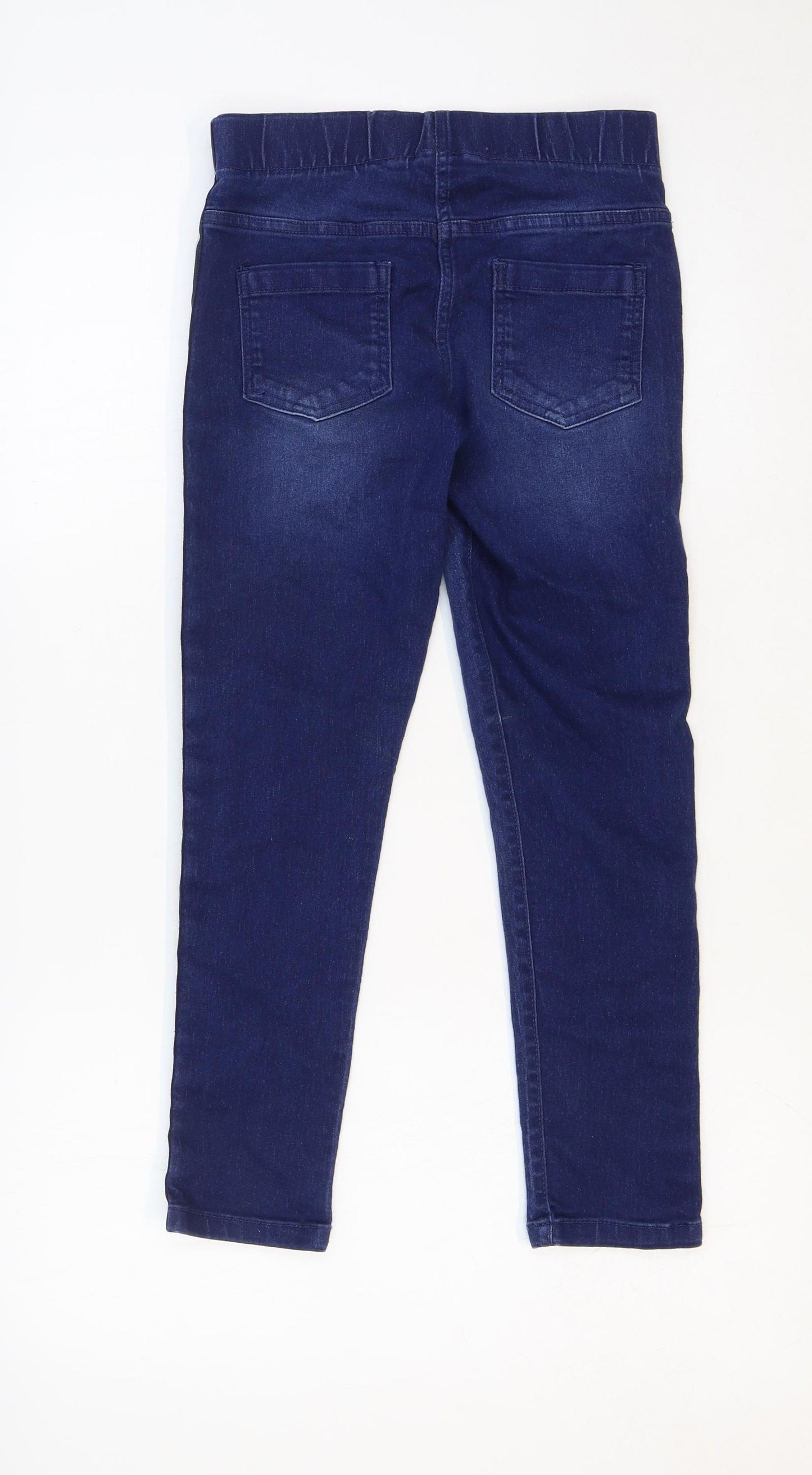 F&F Girls Blue Cotton Jegging Jeans Size 9-10 Years Regular Pullover - Side Stripe