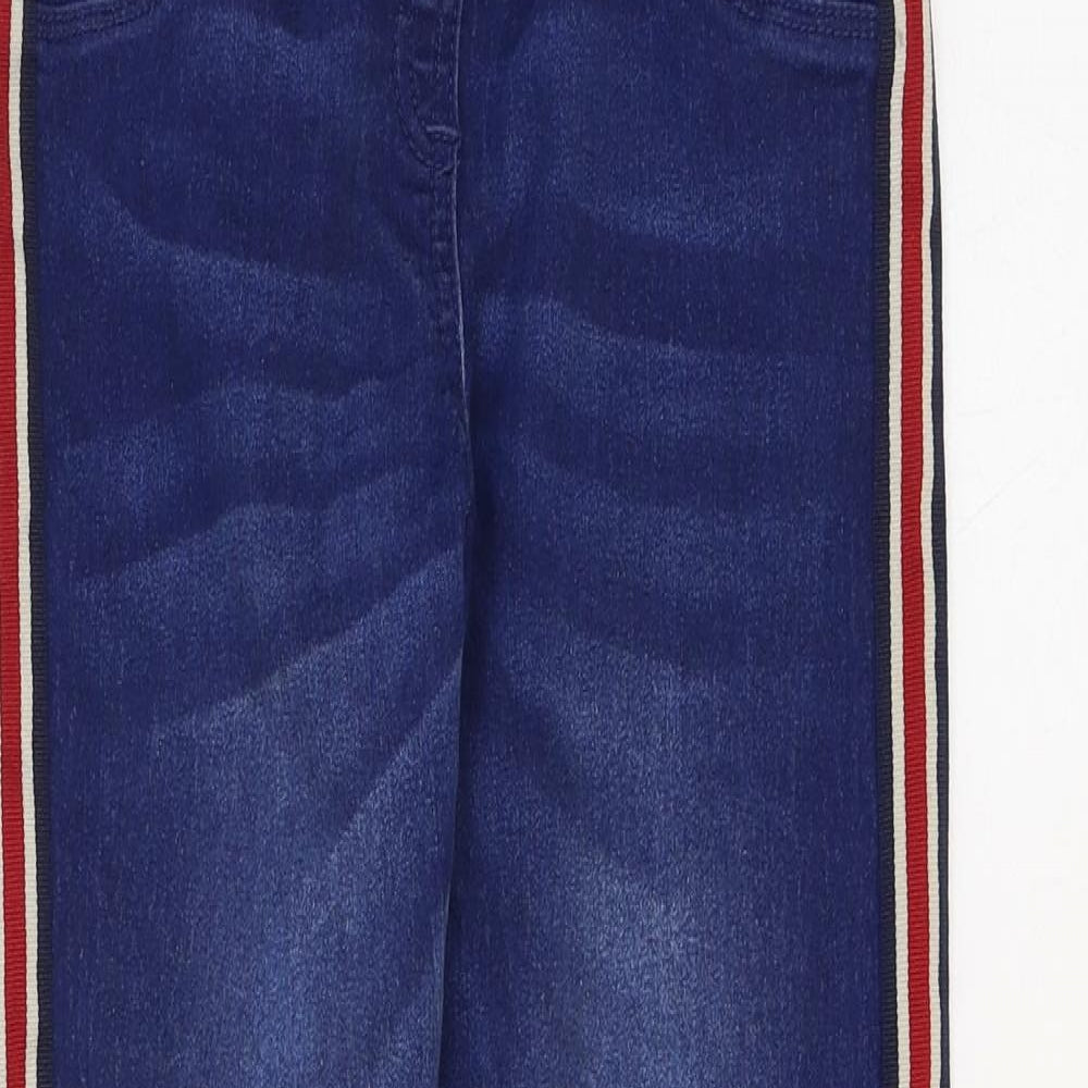 F&F Girls Blue Cotton Jegging Jeans Size 9-10 Years Regular Pullover - Side Stripe