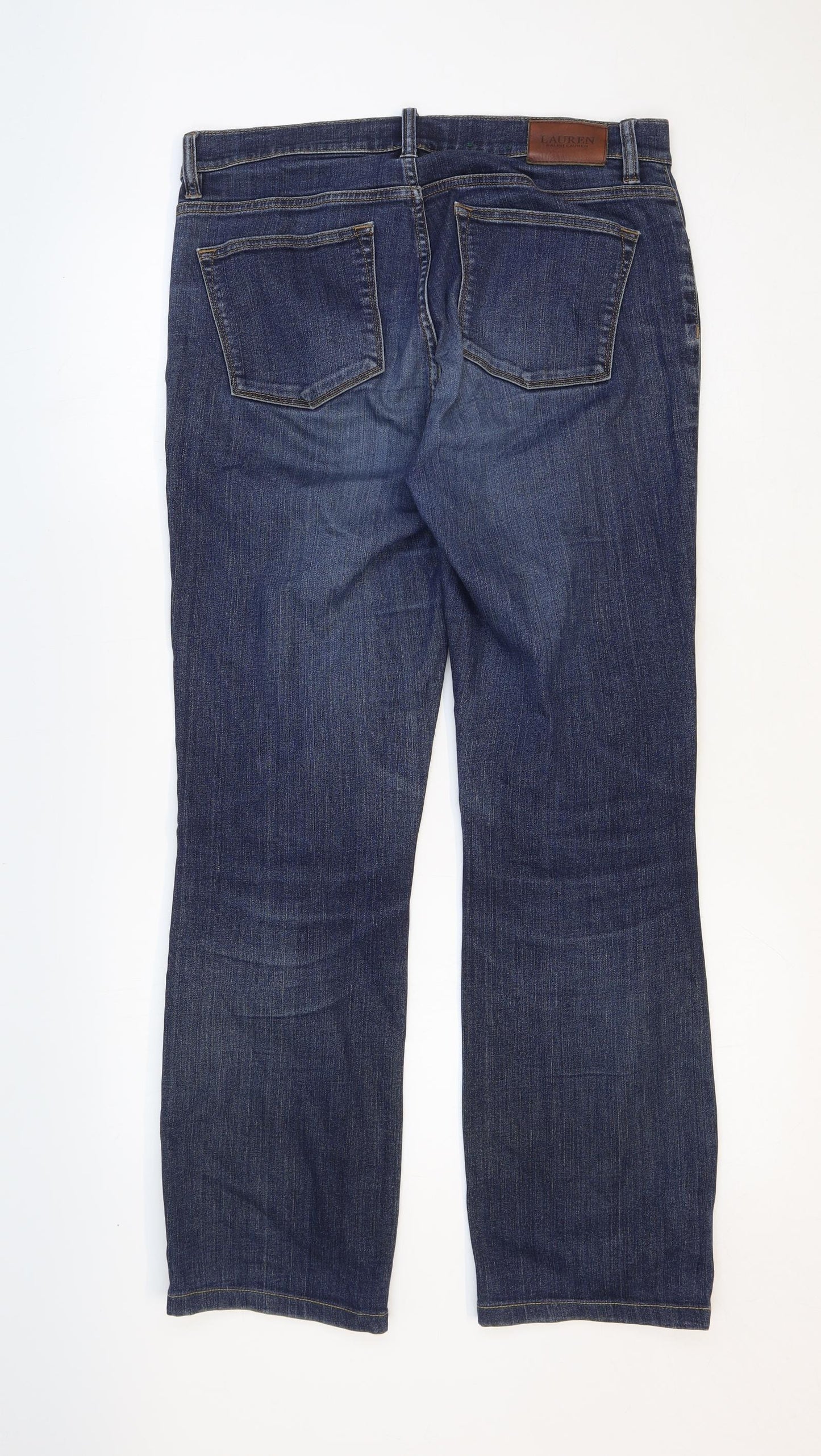 Ralph Lauren Womens Blue Cotton Straight Jeans Size 32 in Regular Button