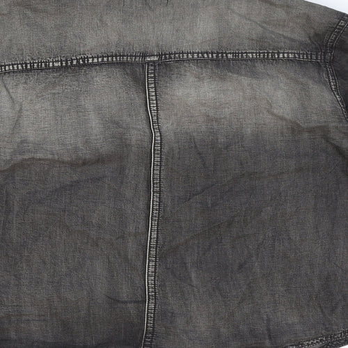 BDG Womens Grey Cotton Basic Button-Up Size S Collared