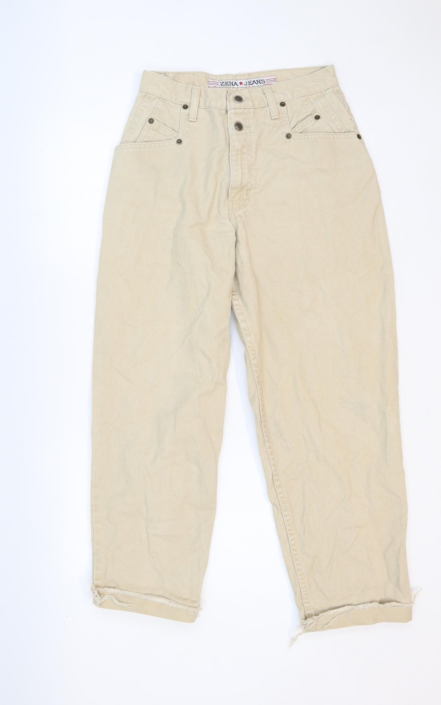 Zena Jeans Womens Beige Cotton Mom Jeans Size 29 in Regular Zip