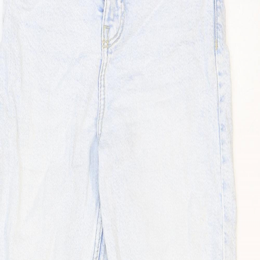 Bershka Womens Blue Cotton Mom Jeans Size 4 Slim Zip
