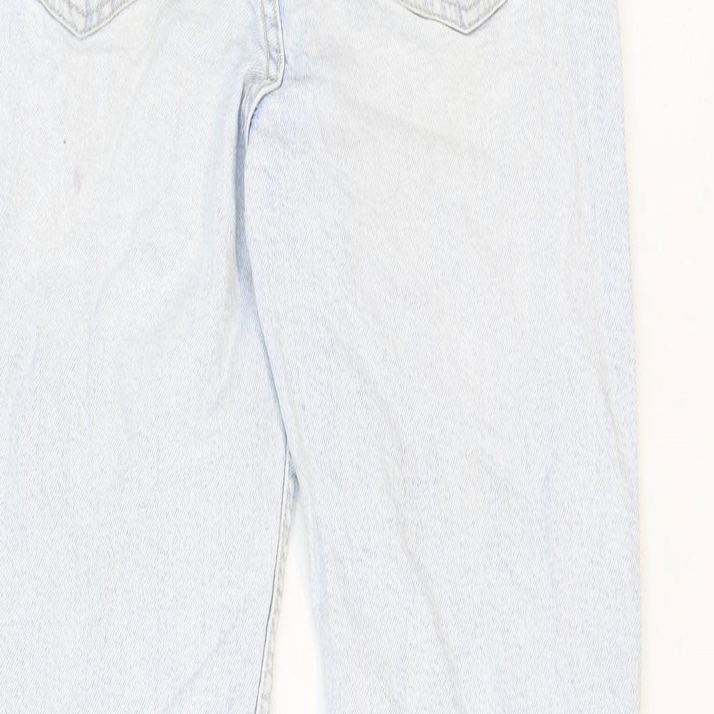 Bershka Womens Blue Cotton Mom Jeans Size 4 Slim Zip