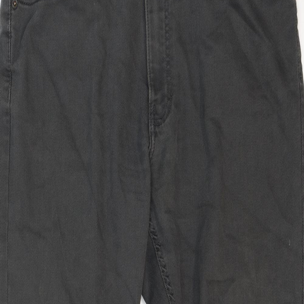 Marks and Spencer Mens Grey Cotton Straight Jeans Size 34 in Regular Zip