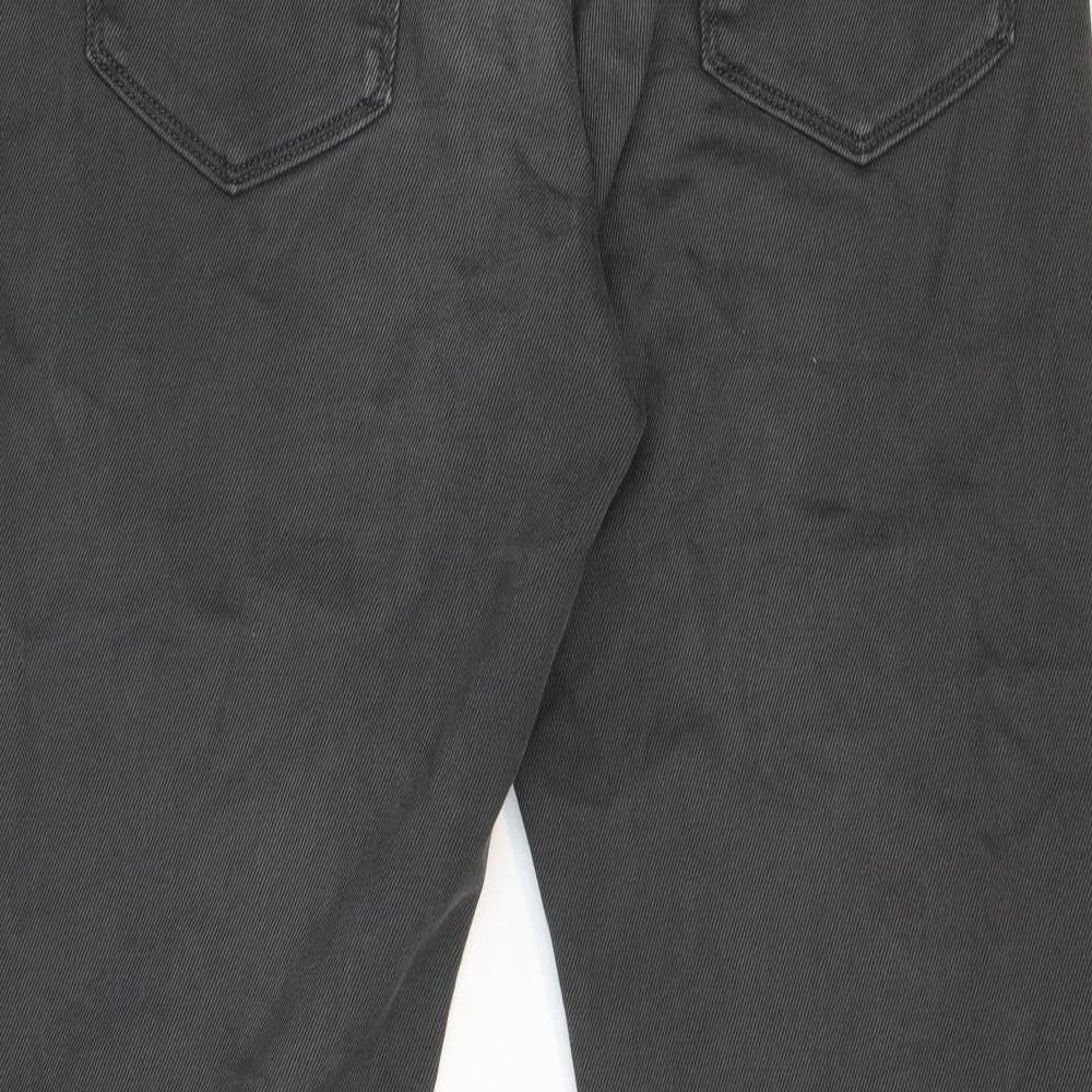 Marks and Spencer Mens Grey Cotton Straight Jeans Size 34 in Regular Zip