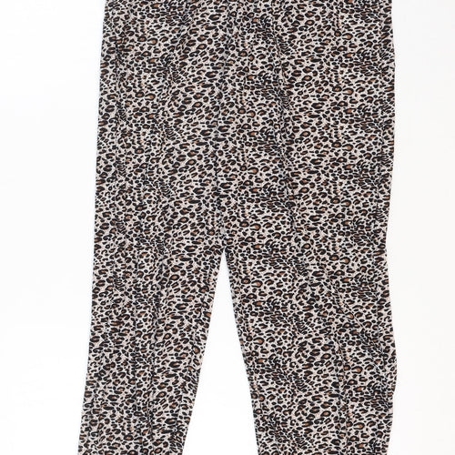 Wewa Womens Multicoloured Animal Print Polyester Trousers Size M Regular Drawstring - Leopard Pattern