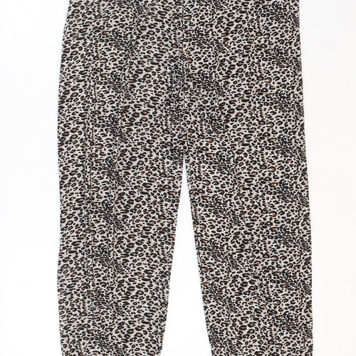Wewa Womens Multicoloured Animal Print Polyester Trousers Size M Regular Drawstring - Leopard Pattern