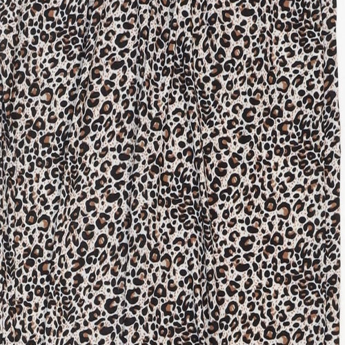 Wewa Womens Multicoloured Animal Print Polyester Trousers Size M Regular Drawstring - Leopard Pattern