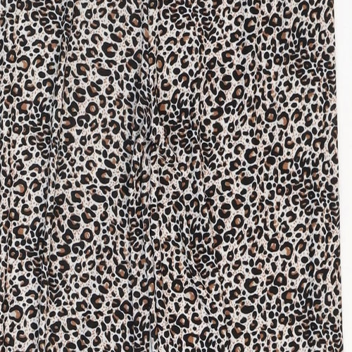 Wewa Womens Multicoloured Animal Print Polyester Trousers Size M Regular Drawstring - Leopard Pattern