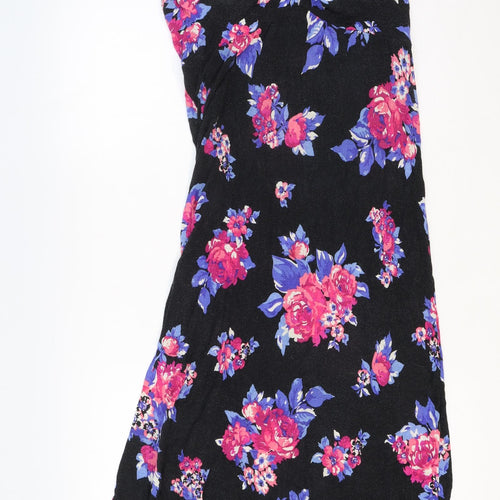 The Collection Womens Black Floral Viscose A-Line Size 10 Sweetheart Pullover