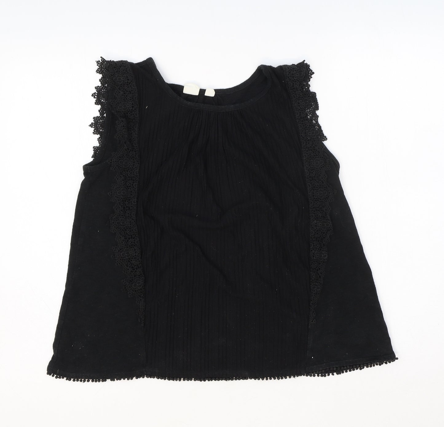 Gap Girls Black Cotton Basic Tank Size 14-15 Years Boat Neck Pullover