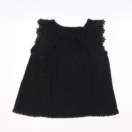 Gap Girls Black Cotton Basic Tank Size 14-15 Years Boat Neck Pullover