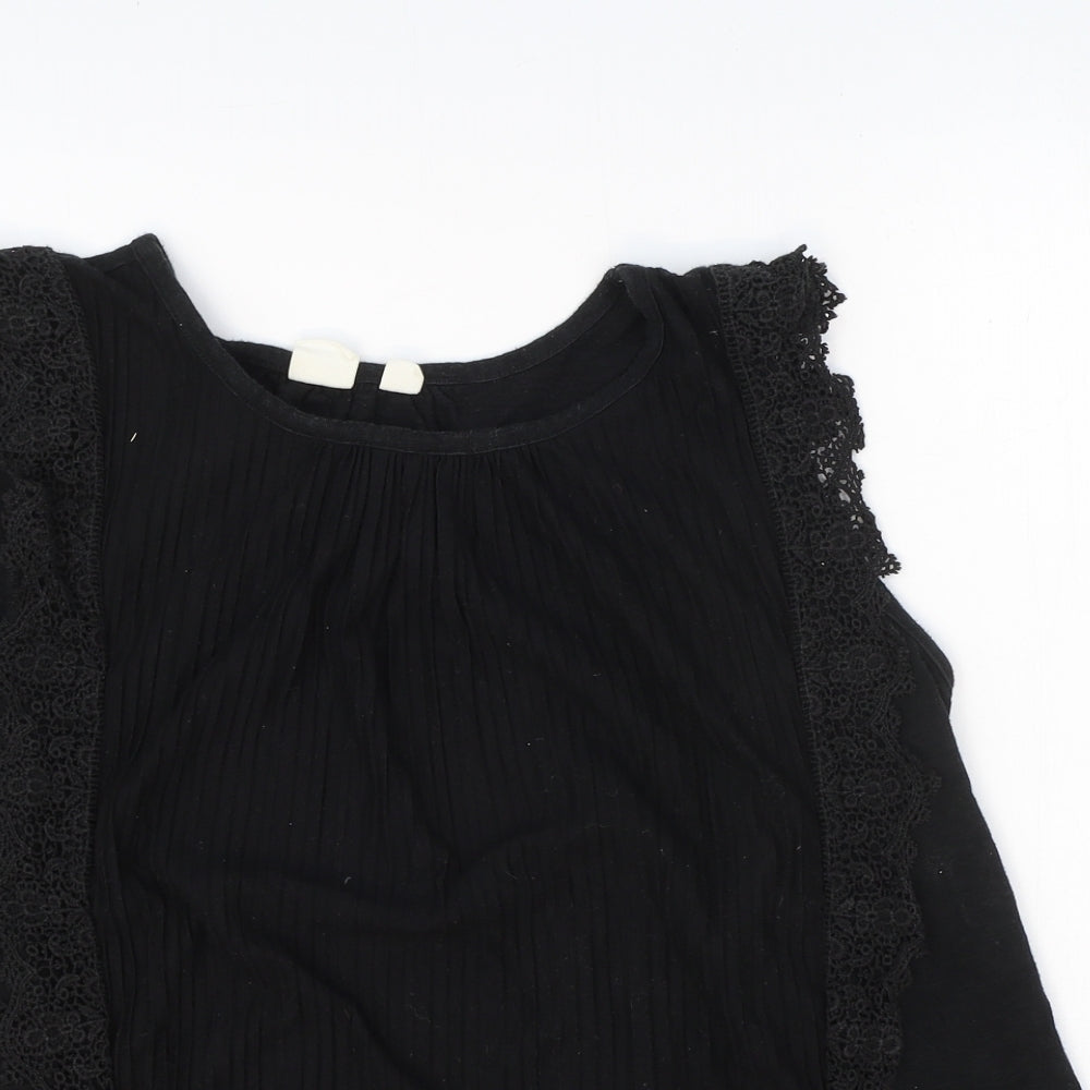 Gap Girls Black Cotton Basic Tank Size 14-15 Years Boat Neck Pullover