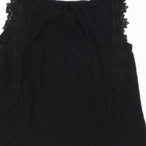Gap Girls Black Cotton Basic Tank Size 14-15 Years Boat Neck Pullover