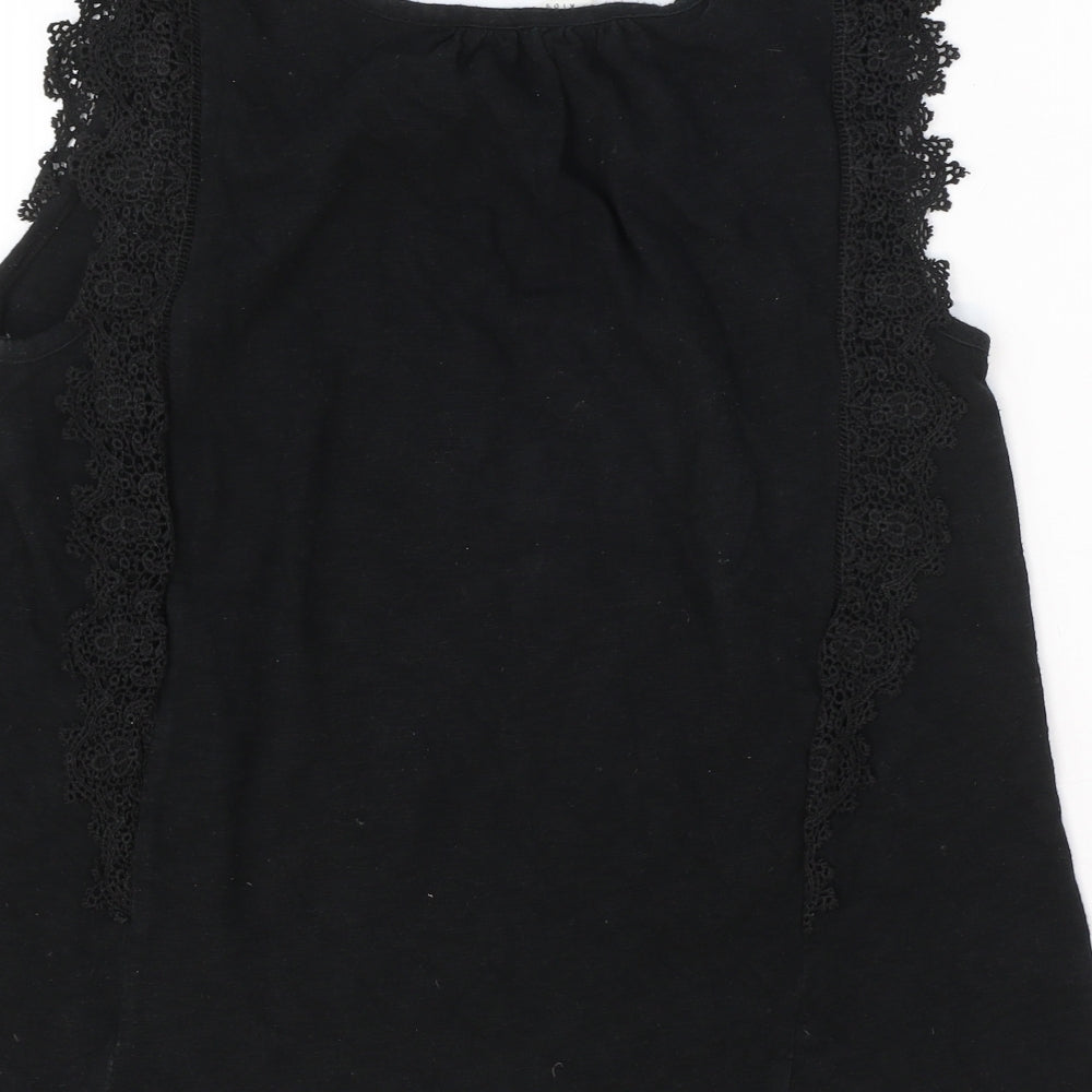 Gap Girls Black Cotton Basic Tank Size 14-15 Years Boat Neck Pullover