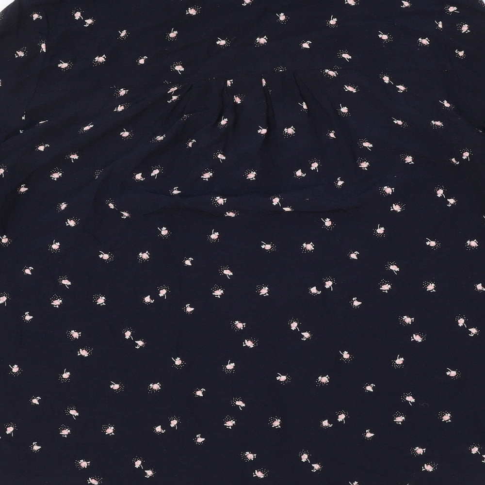 The White Company Womens Blue Geometric Viscose Basic Blouse Size 10 V-Neck