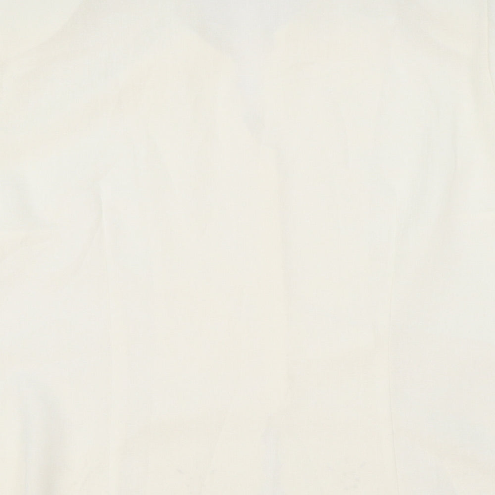 Eastex Womens Ivory Polyester Basic Button-Up Size 12 Collared - Scallop Hem