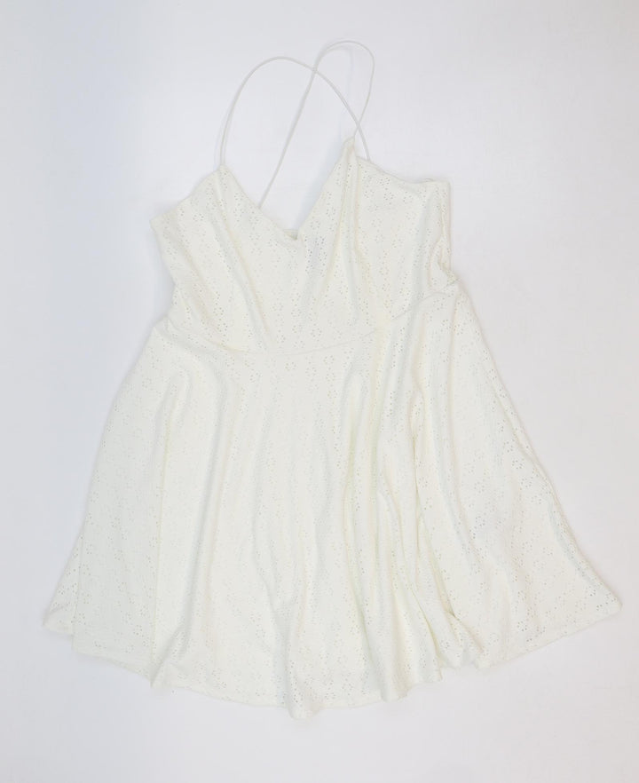 New Look Womens Ivory Geometric Polyester Slip Dress Size 8 V-Neck Pullover