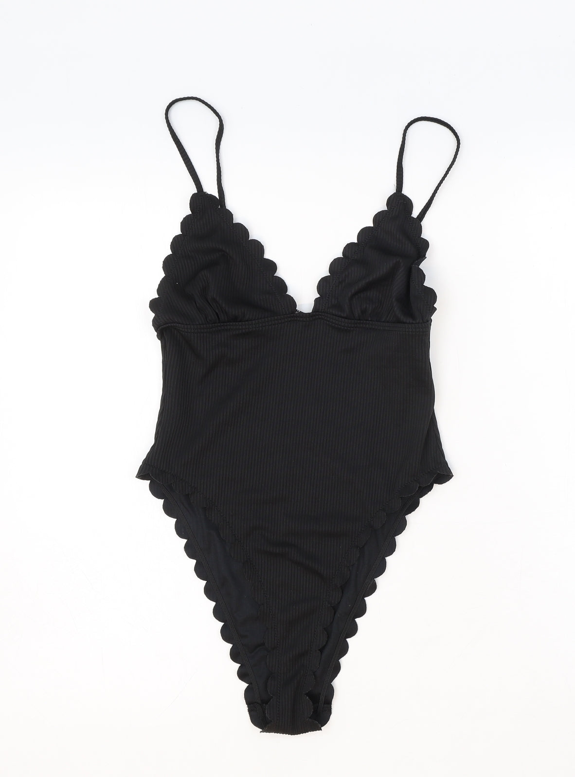 South Beach Womens Black Polyester One Piece Size 10 - Scalloped